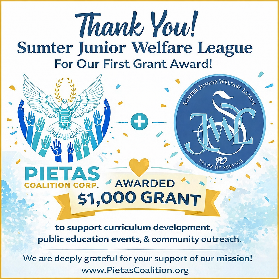 Congratulations! Pietas Coalition Celebrates its' 1 yr Anniversary with a Grant Award