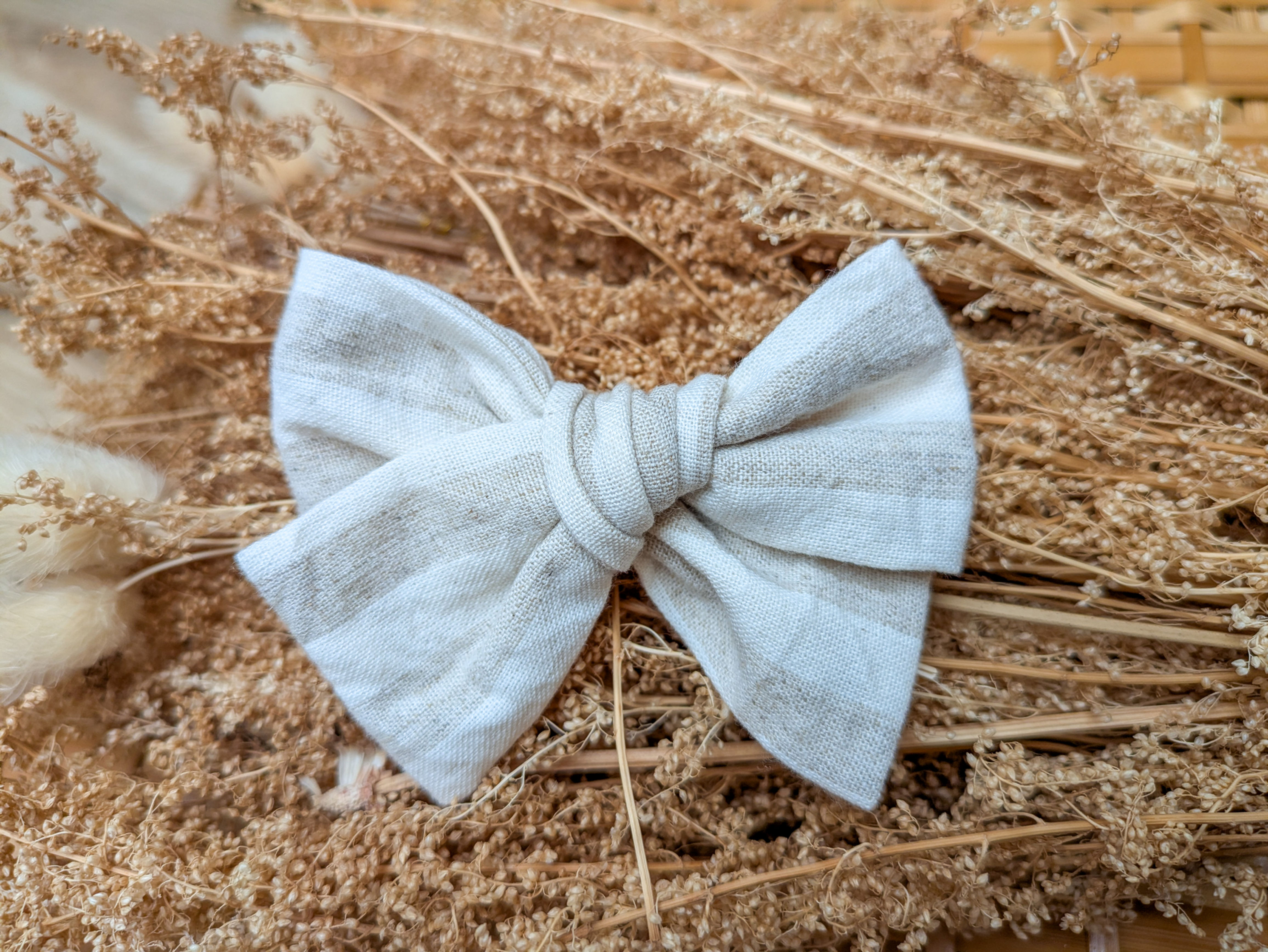Nœud Butterfly Rayures Beige & Ecru