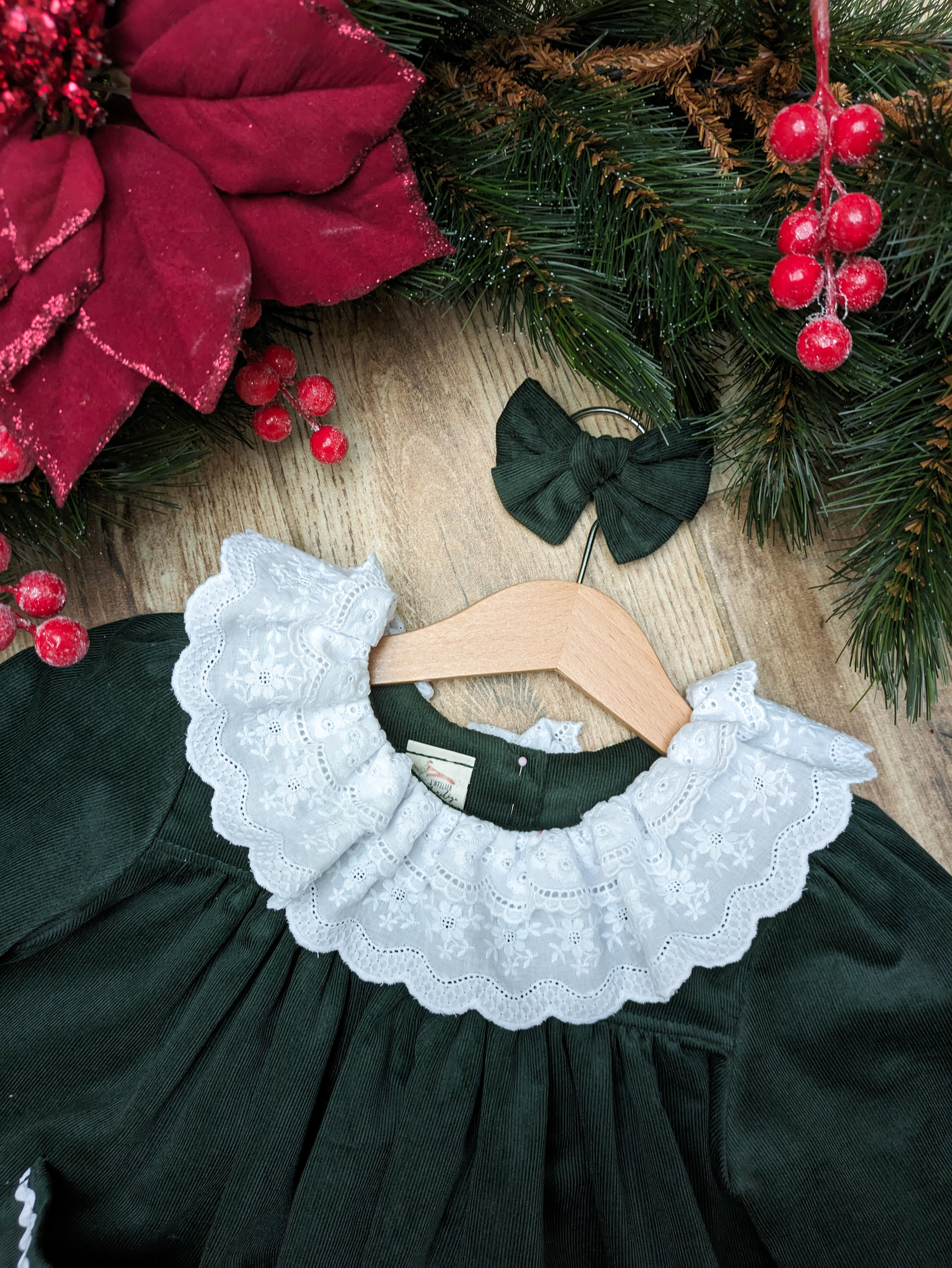 Barboteuse Camille - Velours Vert Sapin