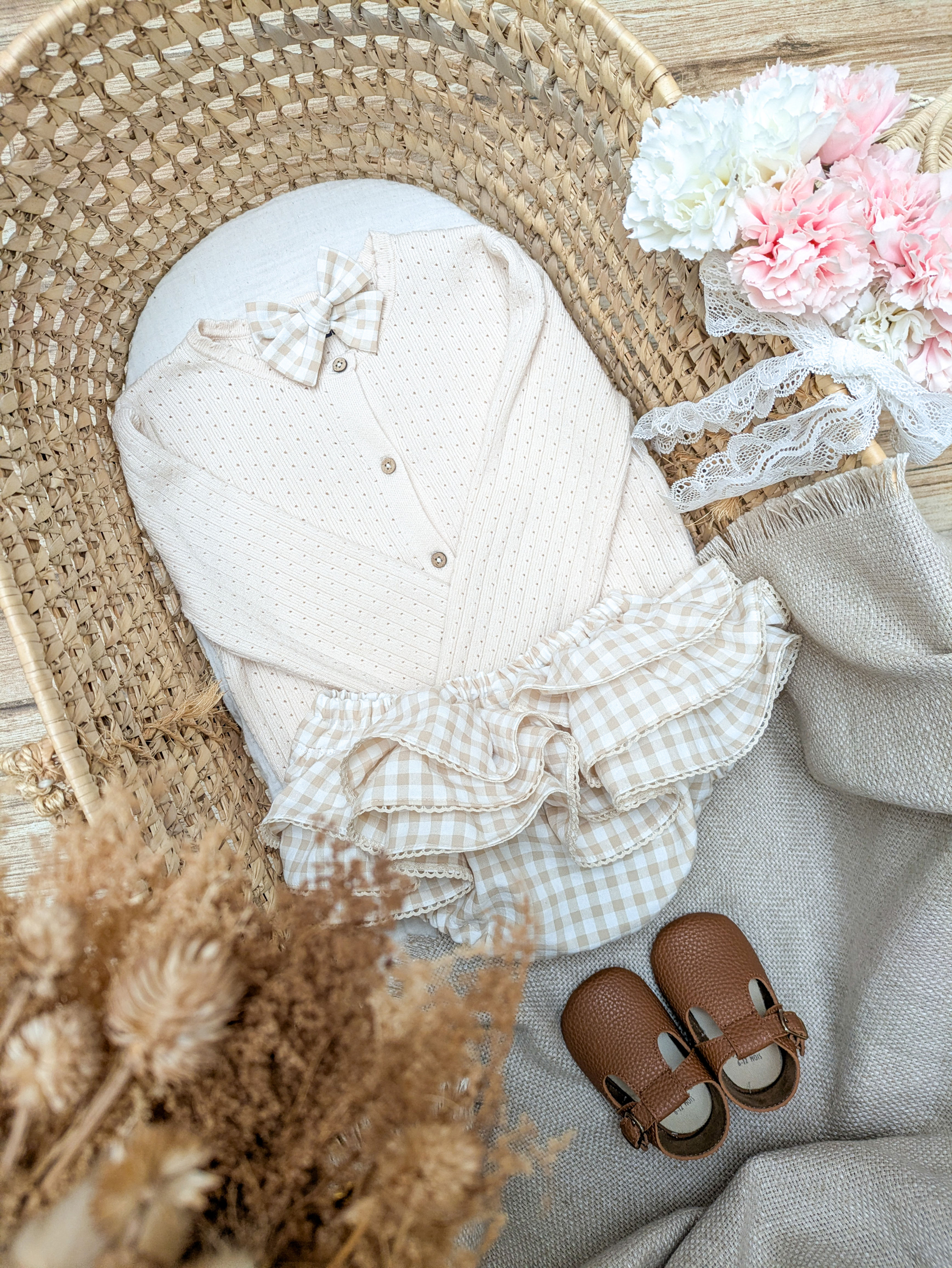 Bloomer à volants - Vichy Beige 