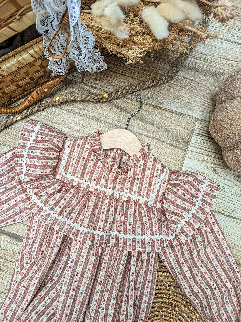 Robe Azalée - Rayures Bohème Rose Argile