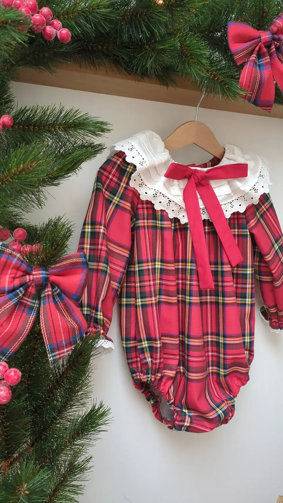 Miniature : Barboteuse Hanaé - Tartan Rouge