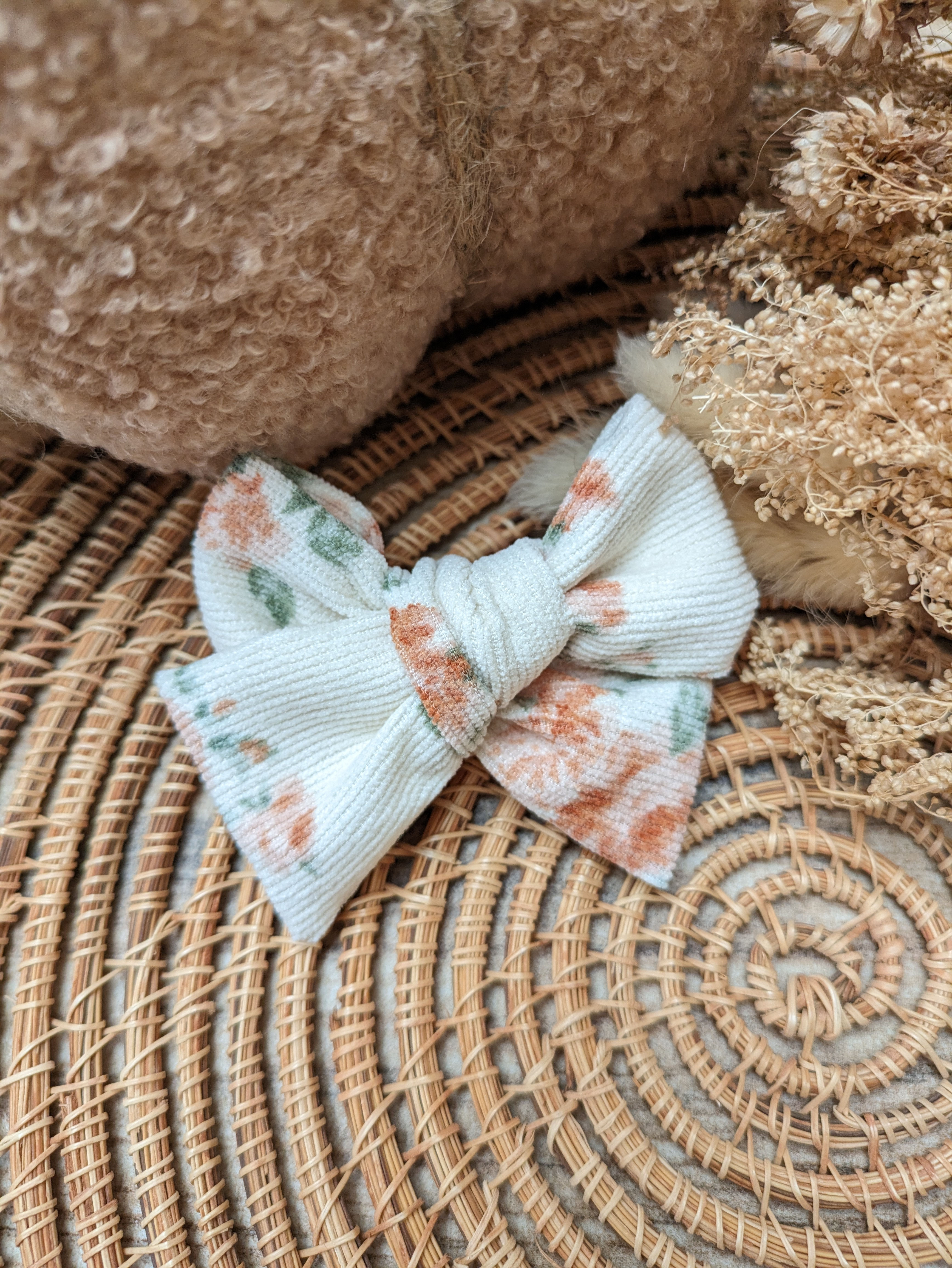 Nœud Butterfly Velours Roses Pêche