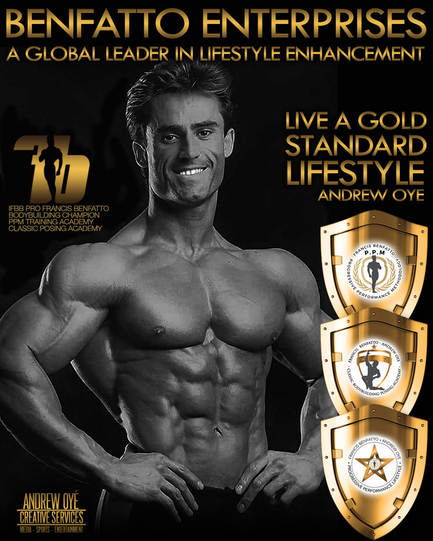 Legendary IFBB Pro Francis Benfatto + Andrew Oye PPM Training Academy Co-Founder + Bodybuilding Icon + Classic Posing Academy Coach. Bodybuilding Posing Coach Andrew Oye coaches Olympia-level contenders, pro bodybuilders and amateur competitors.