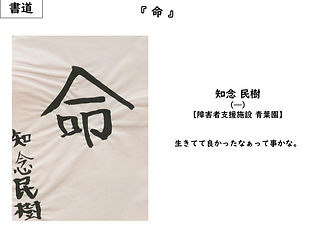 青葉園　知念民樹　命（書道）