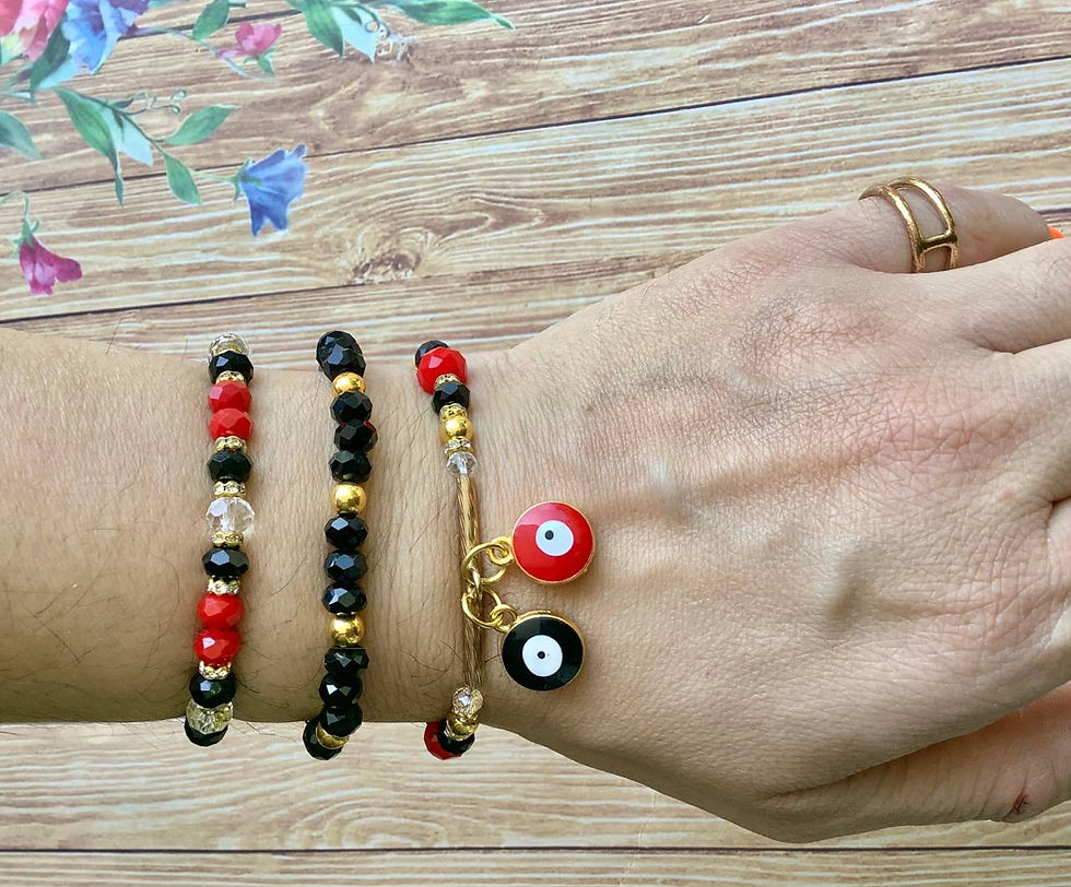 Miniatura: Juego de 3 pulseras de cristal