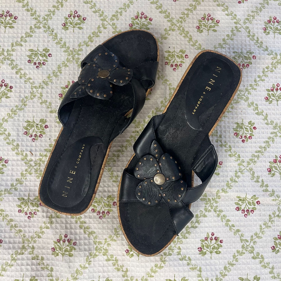 Thumbnail: Y2K black cork heel sandals (~EU 38)