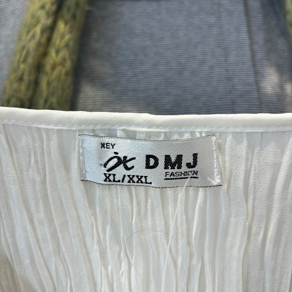 Thumbnail: white sparkly pleated ruffle shirt (M-XL)