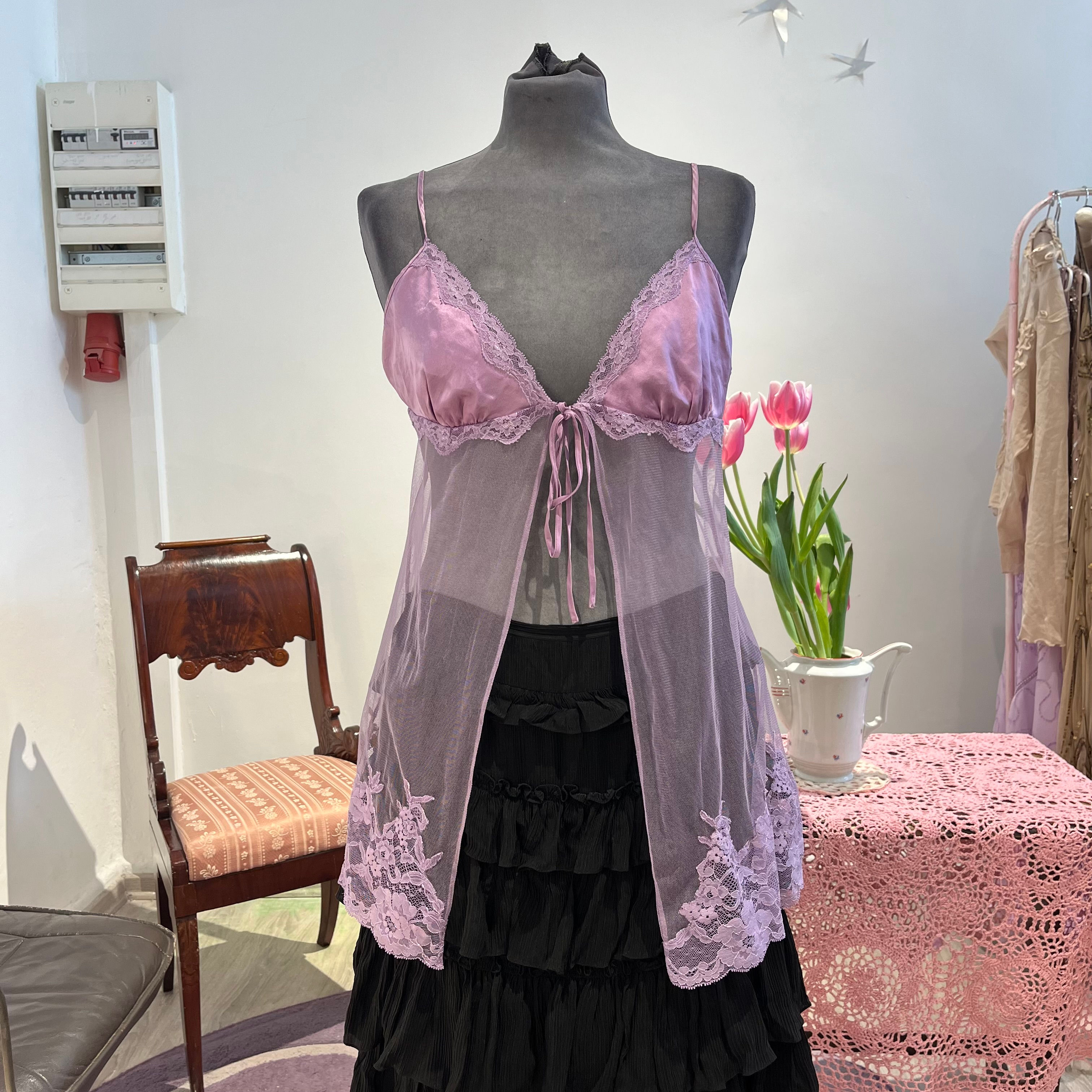 purple mesh babydoll top (L)