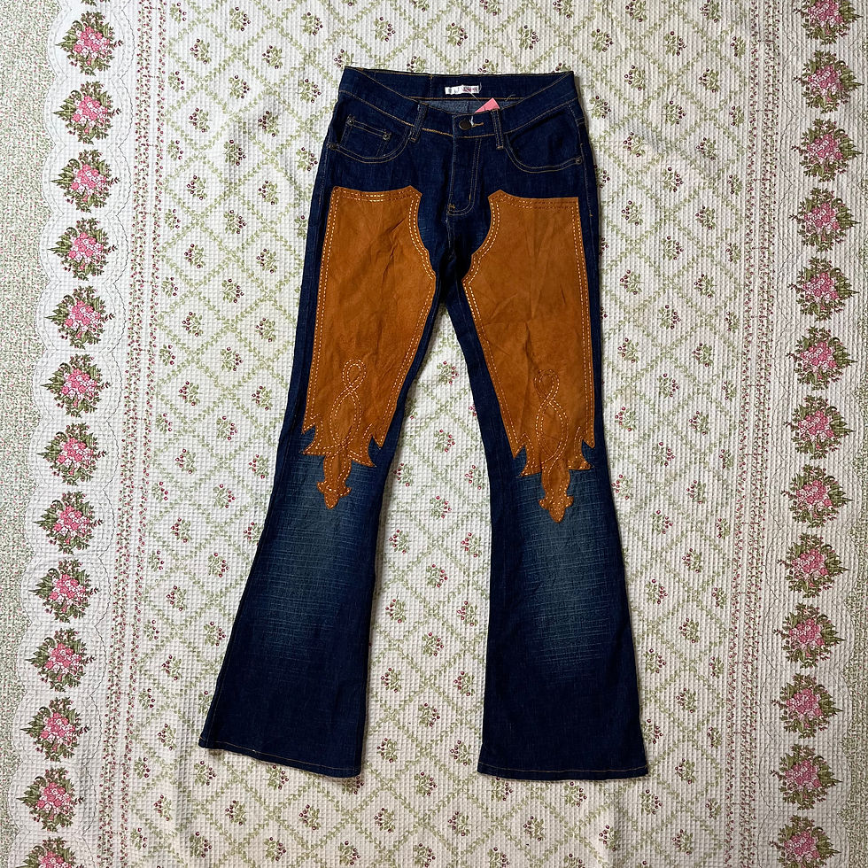 Thumbnail: flared suede details jeans (~S)