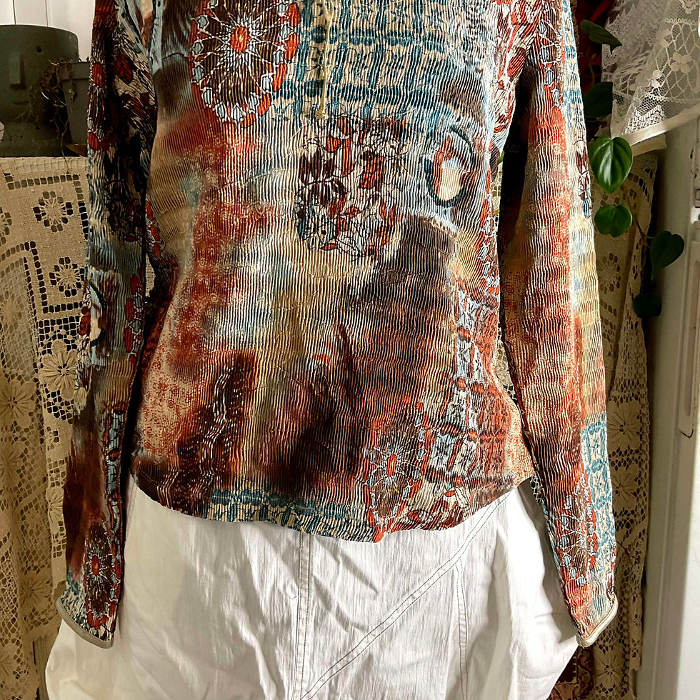 Thumbnail: brown pleated long sleeve (M-L)
