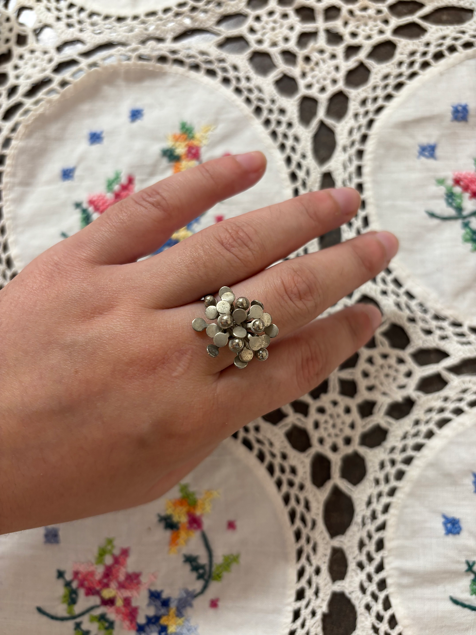 Thumbnail: unusual silver-tone ring #4