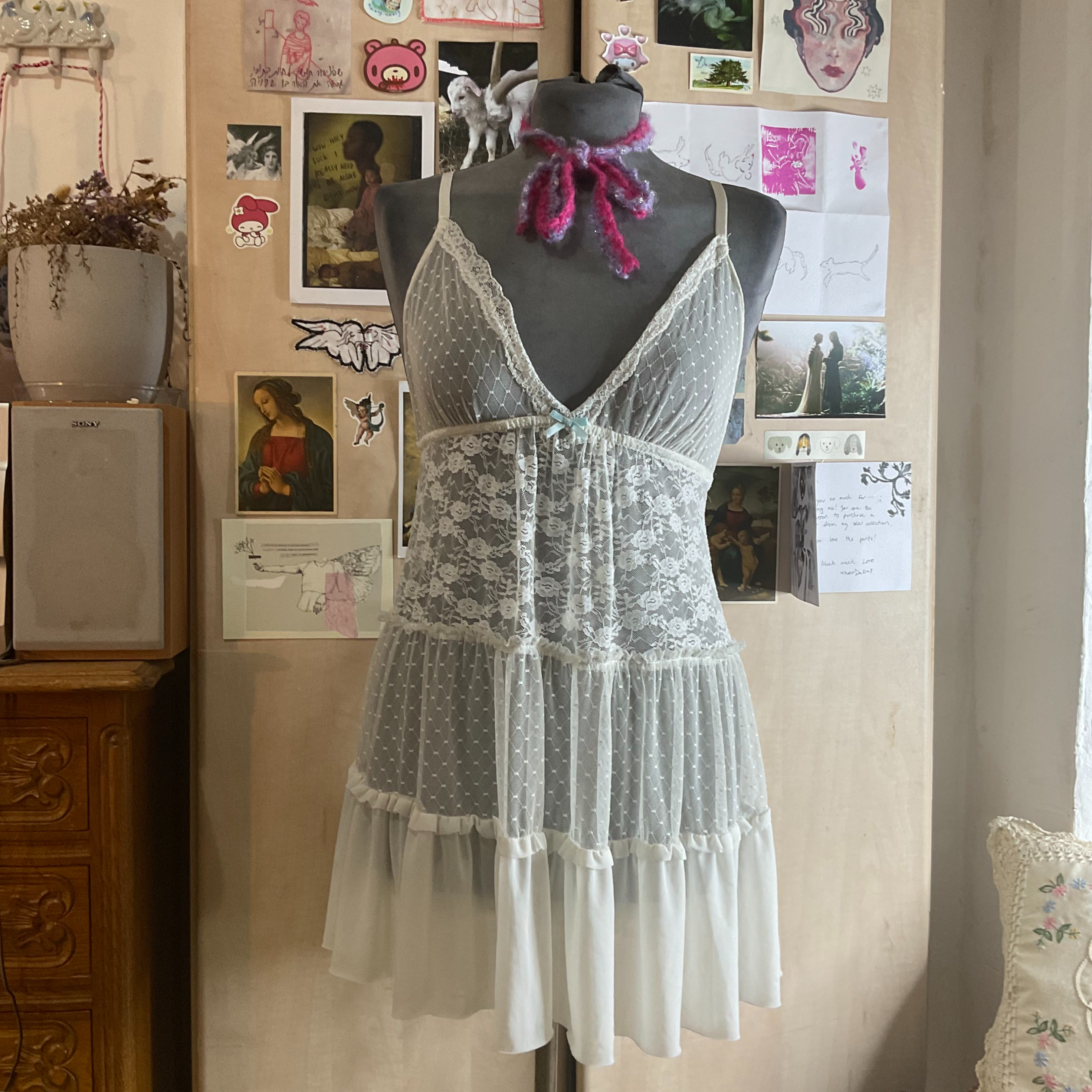 white lace babydoll dress (~S)