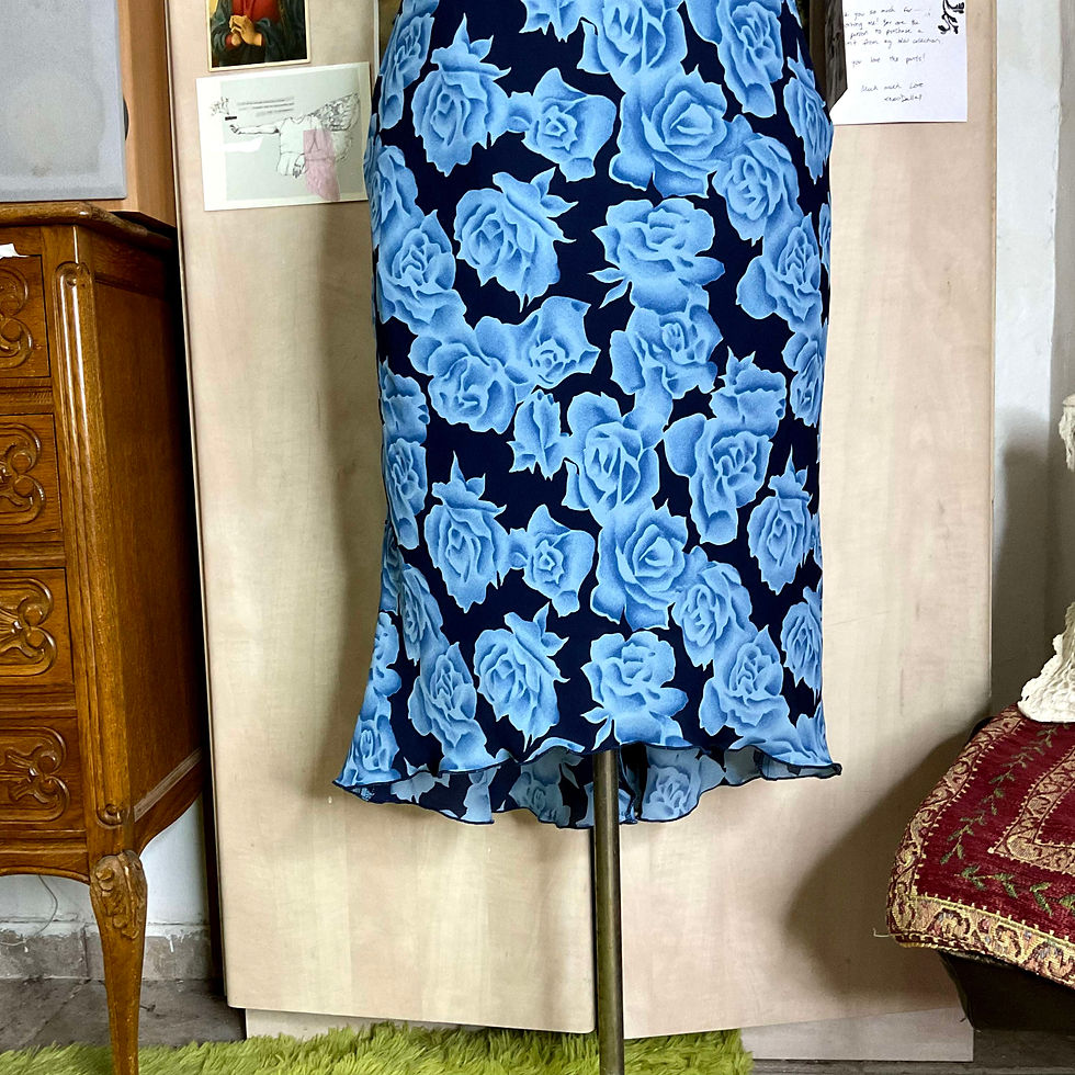 Thumbnail: Y2K blue floral maxi dress (XXS-S)
