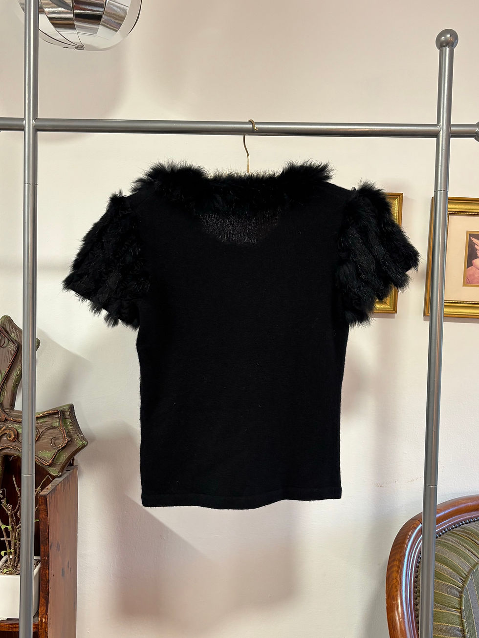 Thumbnail: black fur short sleeve sweater