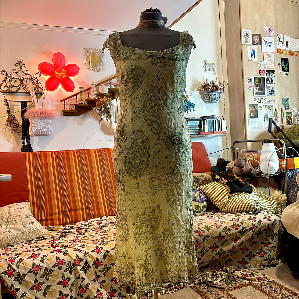 Thumbnail: silk light green maxi dress (XS-S)