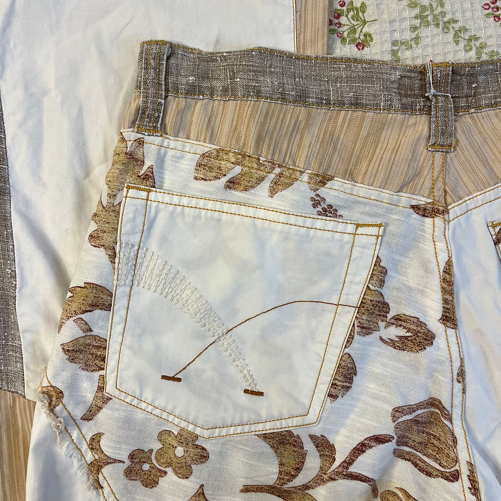 Thumbnail: patchwork beige pants (~L)