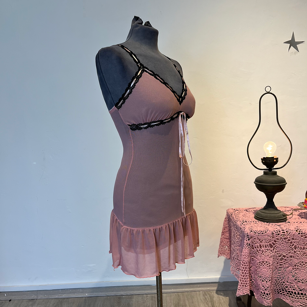 Thumbnail: pink mesh babydoll top (XS-S)