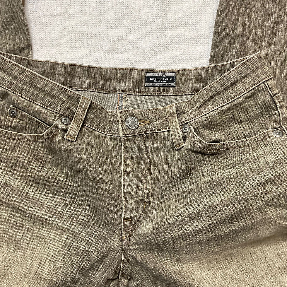 Thumbnail: vintage khaki flared jeans (XS-S)
