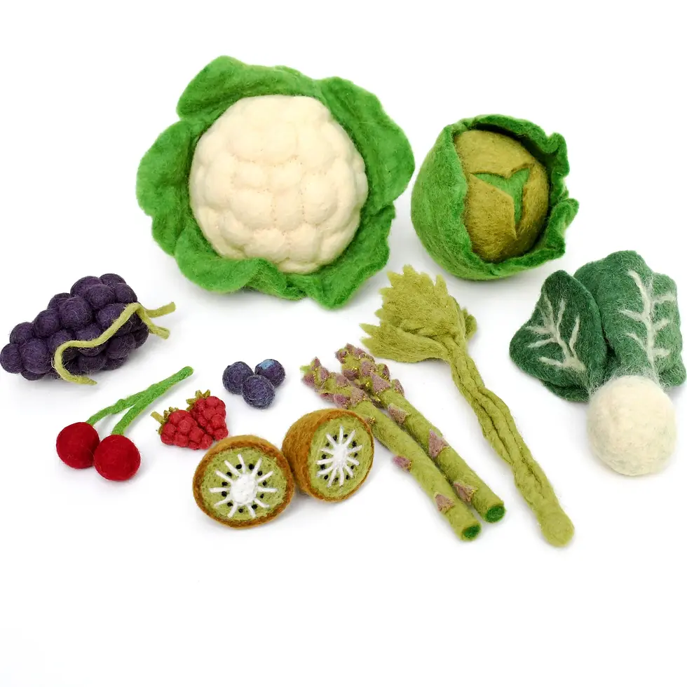 תמונה ממוזערת: Felt Vegetables and Fruits Set C (Set of 15 pieces)