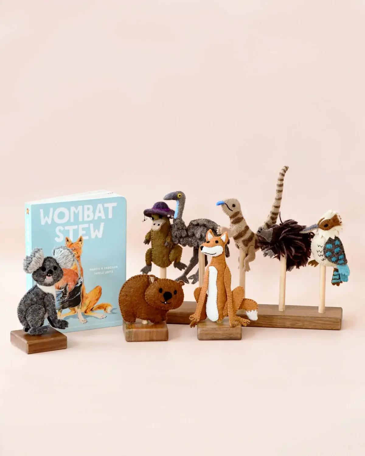 Wombat Stew Finger Puppets Set (Official Scholastic Australia Licensed)