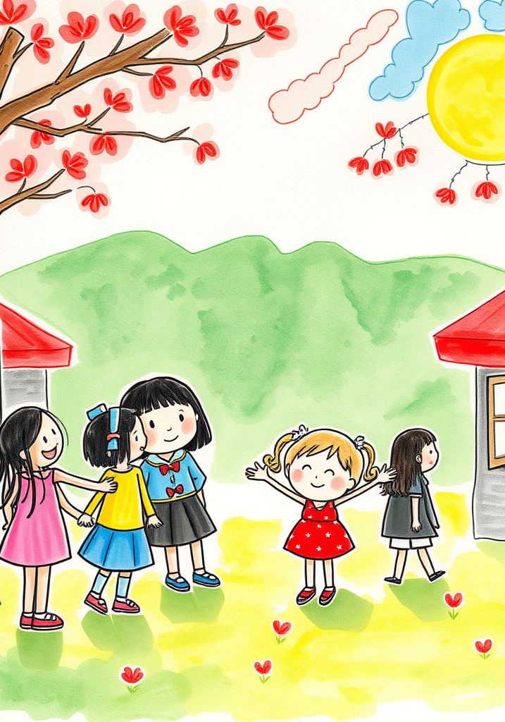 warm water colour drawings of a SEND provision. Sheffield. Multicultural. Young children.