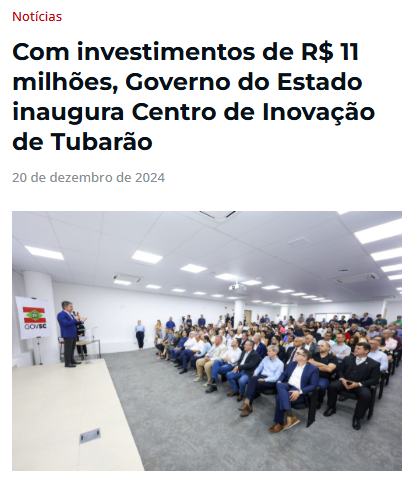 notícia sobre investimento