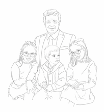 ilustração de avós com netos a partir de fotografia