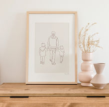 Ilustração minimalista de familia a partir de fotografia