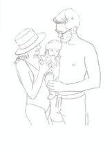 ilustração de pais e bebé minimalista