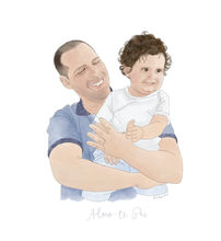 Ilustração realista de pai e filho a partir de fotografia