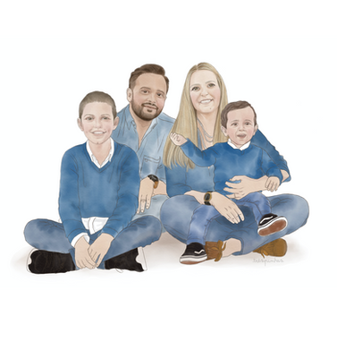 Ilustração Realista de família a partir de fotografia