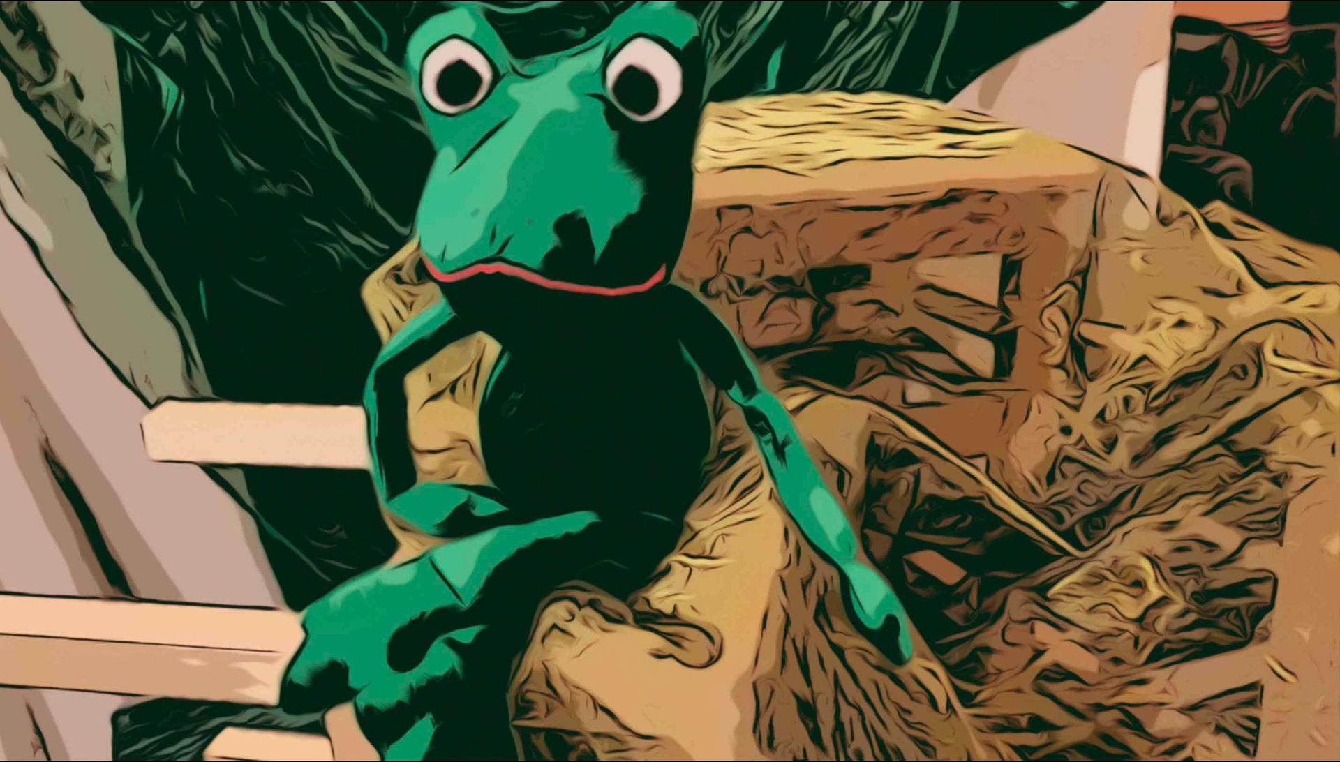 ein sitzender stolzer Frosch