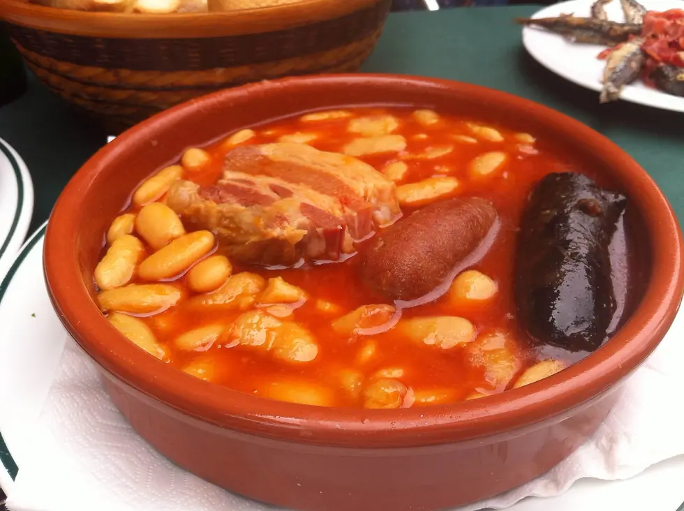 Traditional Asturian fabada with chorizo and morcilla
