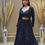 Thumbnail: Navy Blue Color Net Cutdana Work Lehenga With Jacket