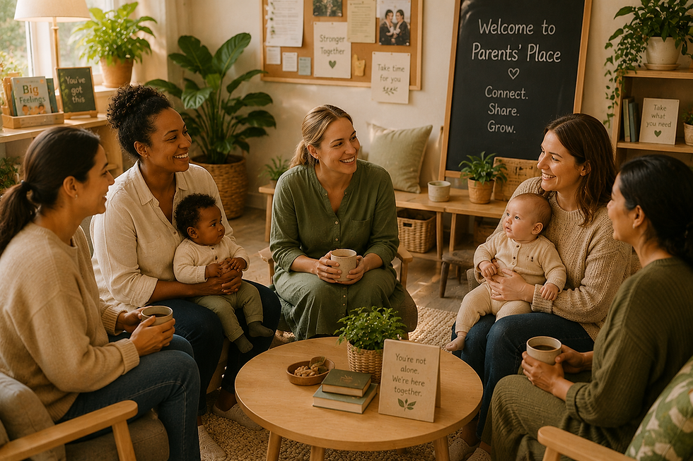 Mothers and babies gathering at Parents Place.