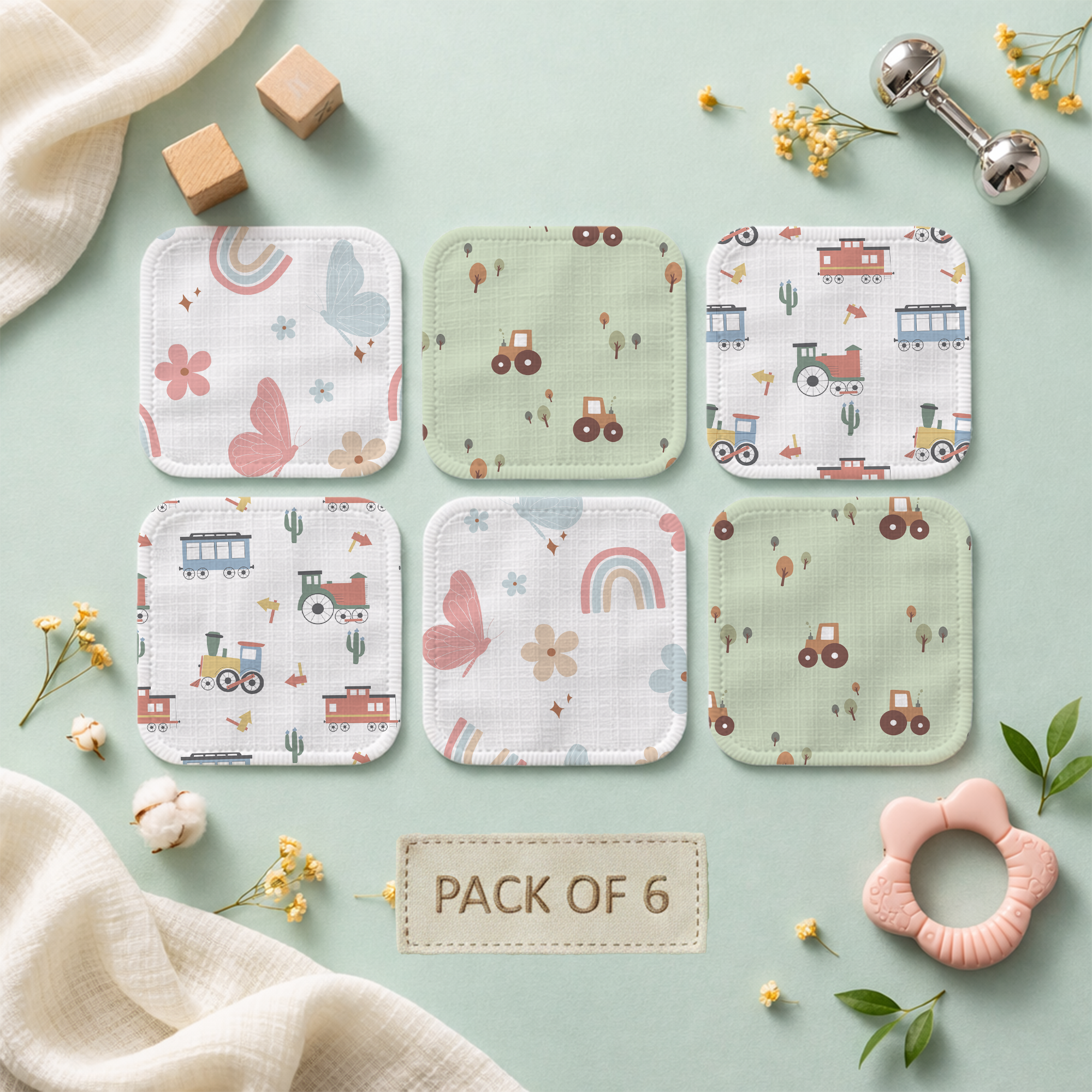 Wash Cloth | Pack of 6 | Muslin Cotton