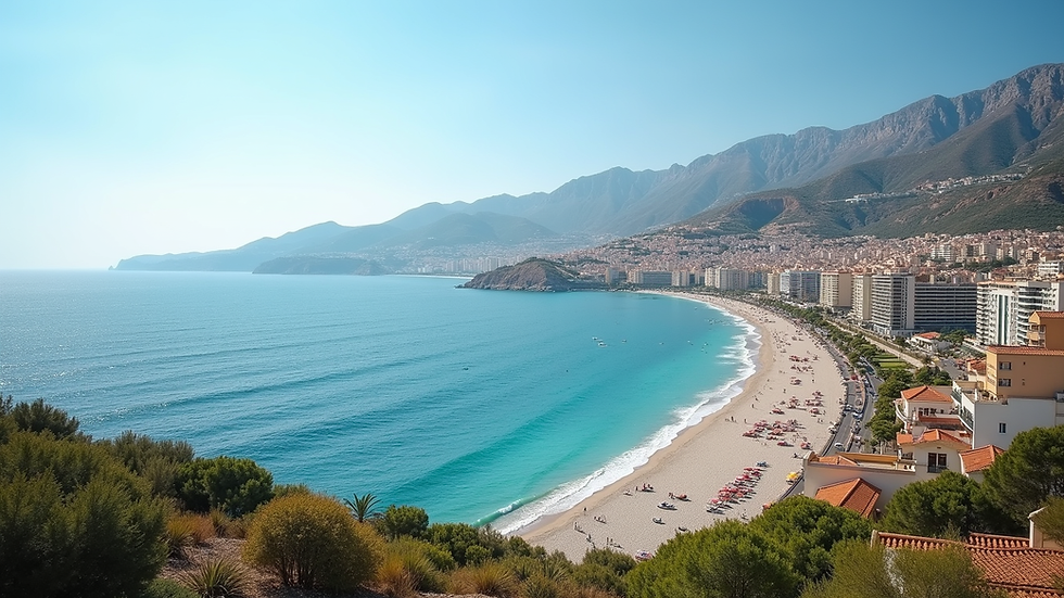 Vue panoramique de la Costa del Sol avec ses plages et montagnes
