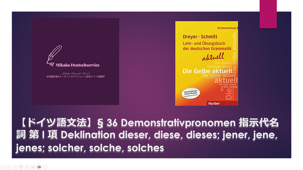 ドイツ語文法】§ 36 Demonstrativpronomen 指示代名詞 第 I 項