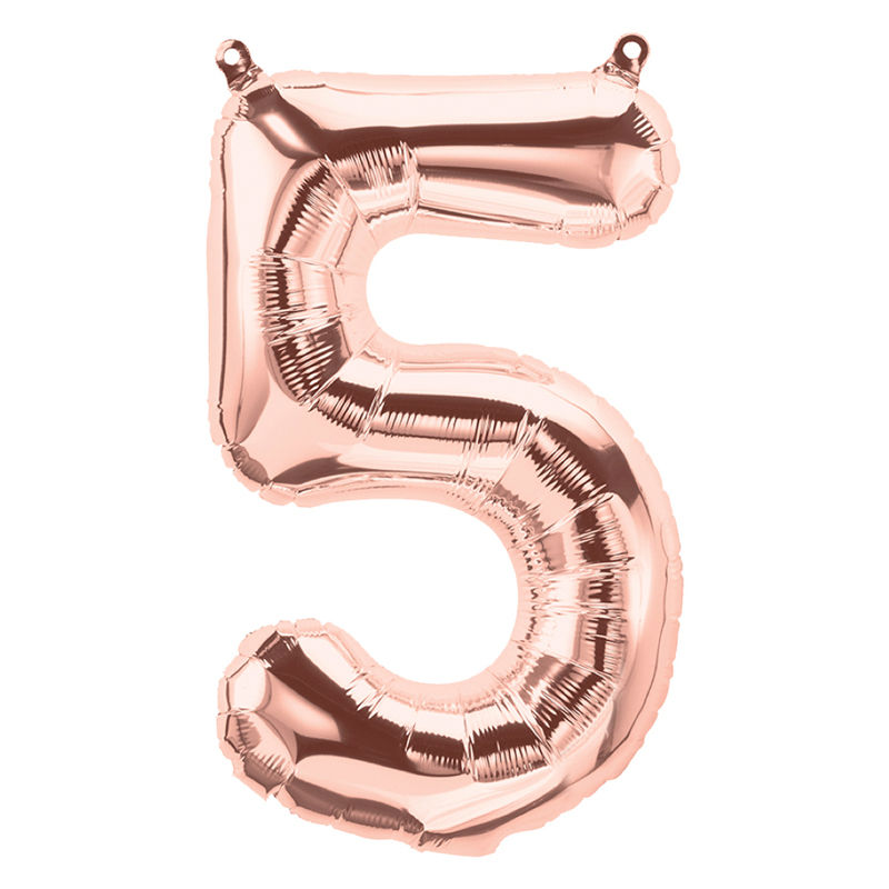 25 Inch Rose Gold Number Balloon 5 (Deflated)