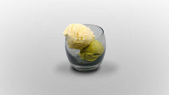 Glace 2 boules (vanille,thé vert,chocolat)