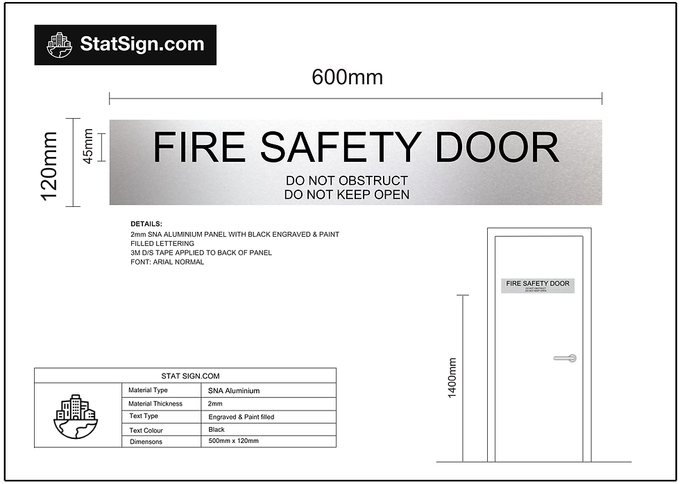 Thumbnail: Fire Door Do Not Obstruct statutory signage, BCA compliant, aluminium or stainless steel