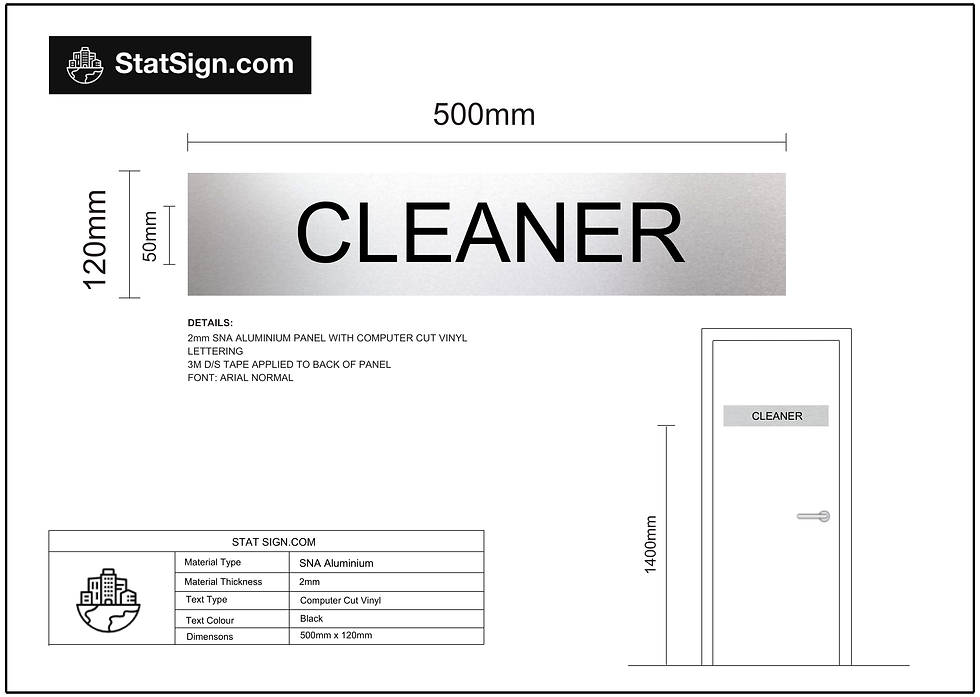 Thumbnail: SNA aluminium Cleaner Room statutory sign with engraved paint filled lettering, BCA compliant safety signage for commercial a