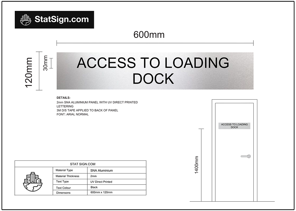 Thumbnail: SNA aluminium Loading Dock statutory sign with engraved paint filled lettering, BCA compliant safety signage for commercial b