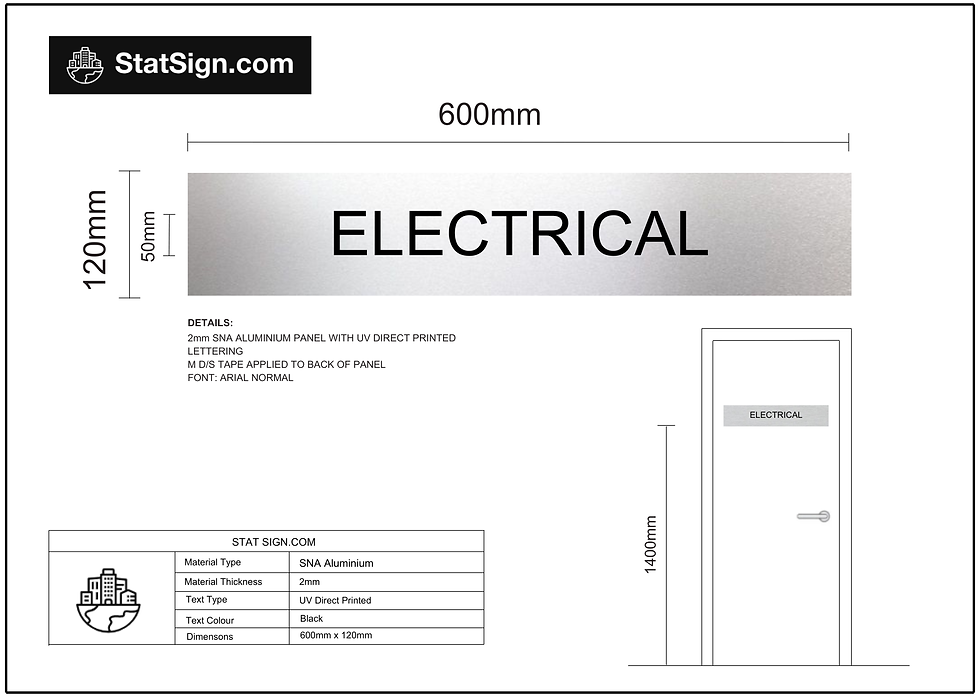 Thumbnail: SNA aluminium Electrical Room statutory sign with engraved paint filled lettering, BCA compliant signage for commercial and i