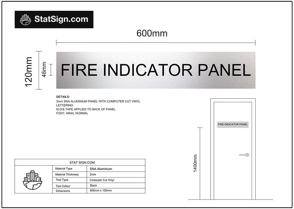 Thumbnail: SNA aluminium Fire Indicator Panel statutory sign with engraved paint filled lettering, BCA compliant signage for commercial