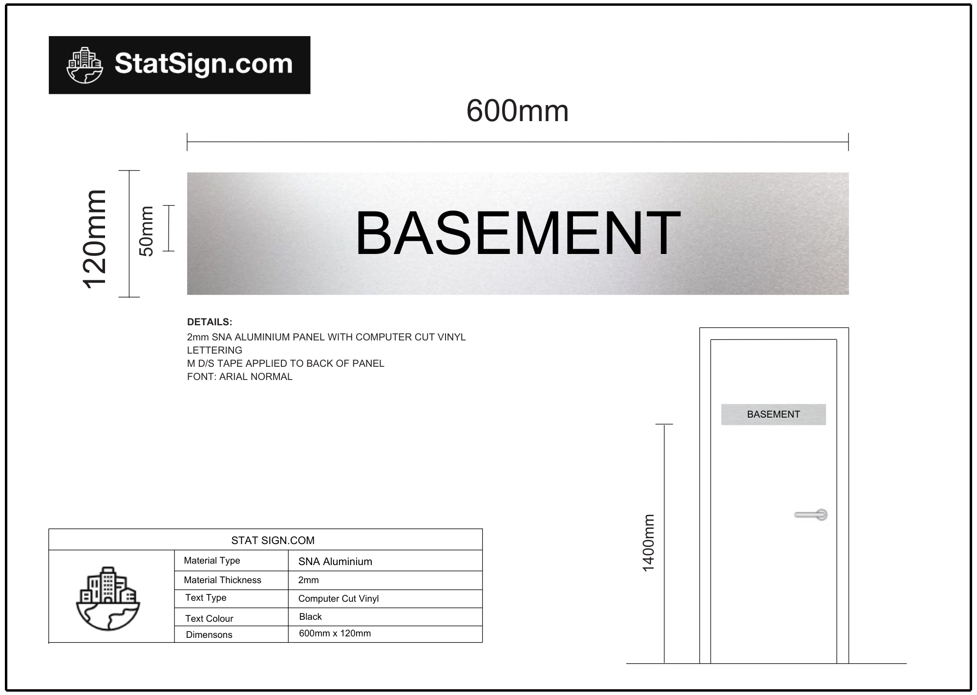SNA aluminium Basement statutory sign with engraved paint filled lettering, BCA compliant safety signage for commercial and i