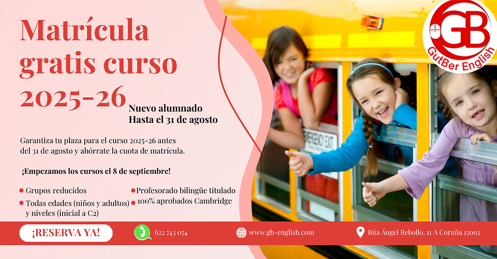 Matrícula gratis 25-26 GutBer English inglés Coruña