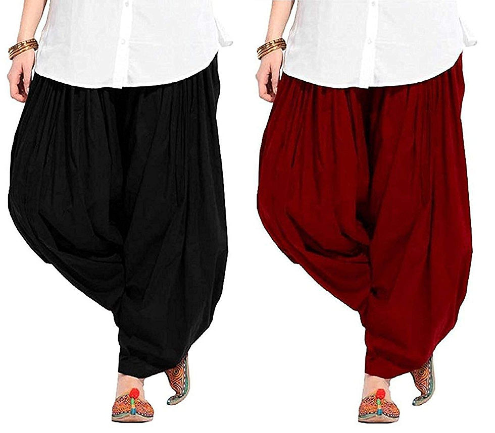 KriSo Cotton Patiyala Black & Maroon ( Pack of 2 )
