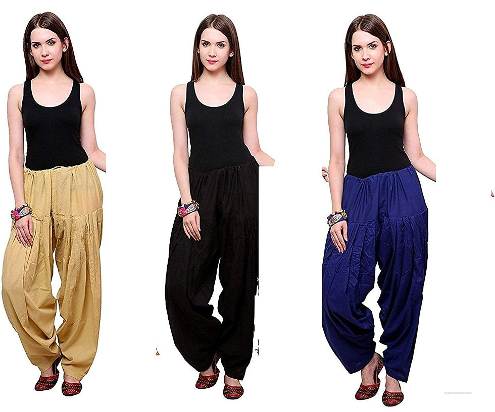 KriSo Cotton Patiyala Golden, Black & Blue ( Pack of 3 )